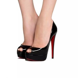 Christian louboutin lady peep patent black size 37